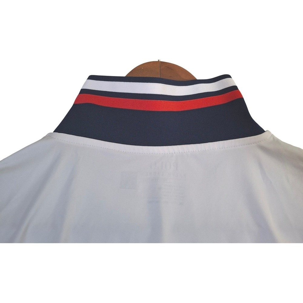 Polo Ralph Lauren Performance 1/4 Zip Polo Shirt Mens 2XL White Striped Collar - Picture 8 of 10